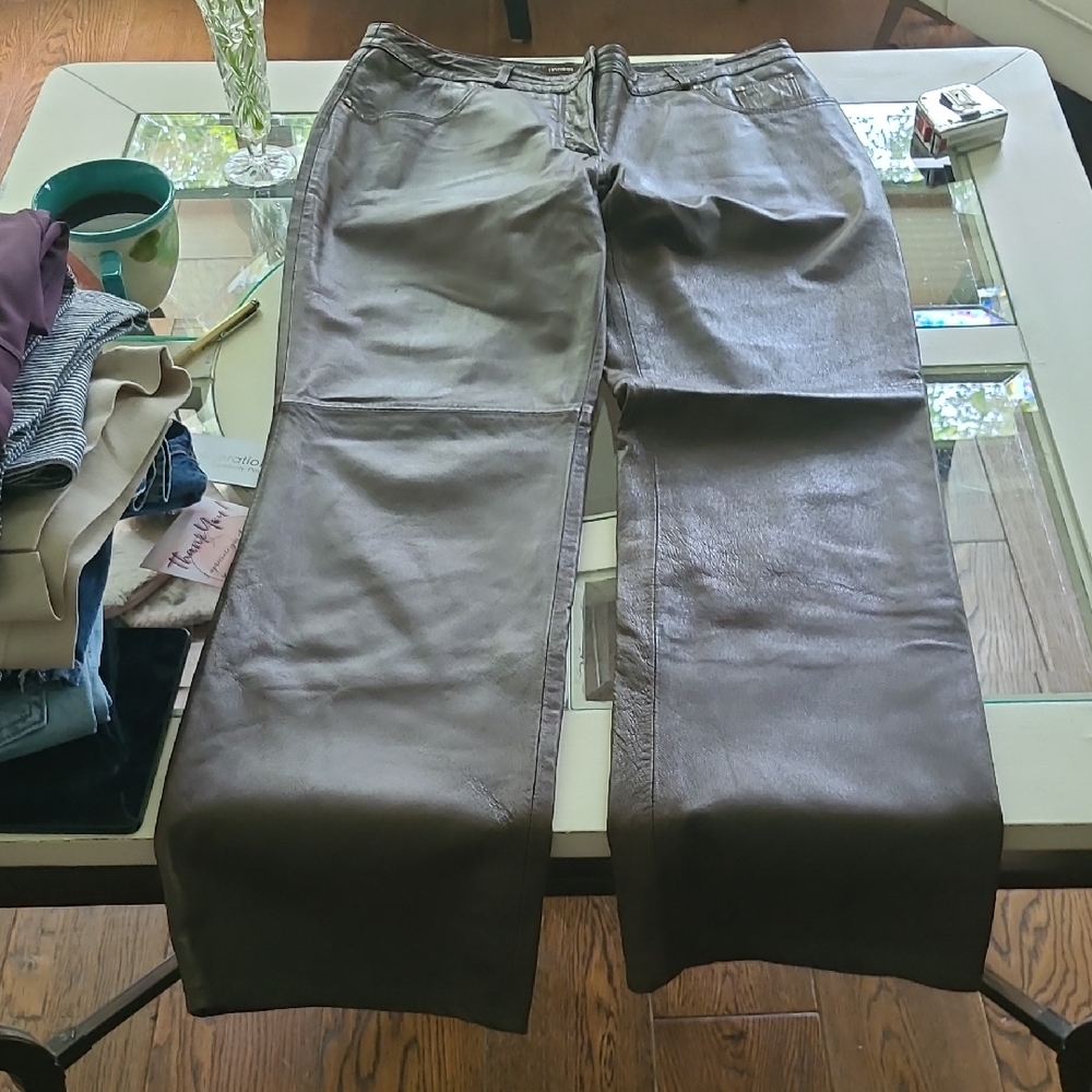 Womens Brown Leather Pants